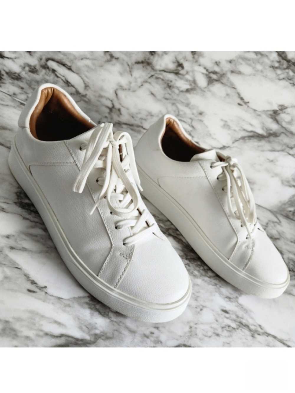 Zara White Monochrome Casual Lace-Up Sneakers, EU Size 40=US Size 10